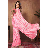 Pink Printed Ready To Wear Georgette Saree