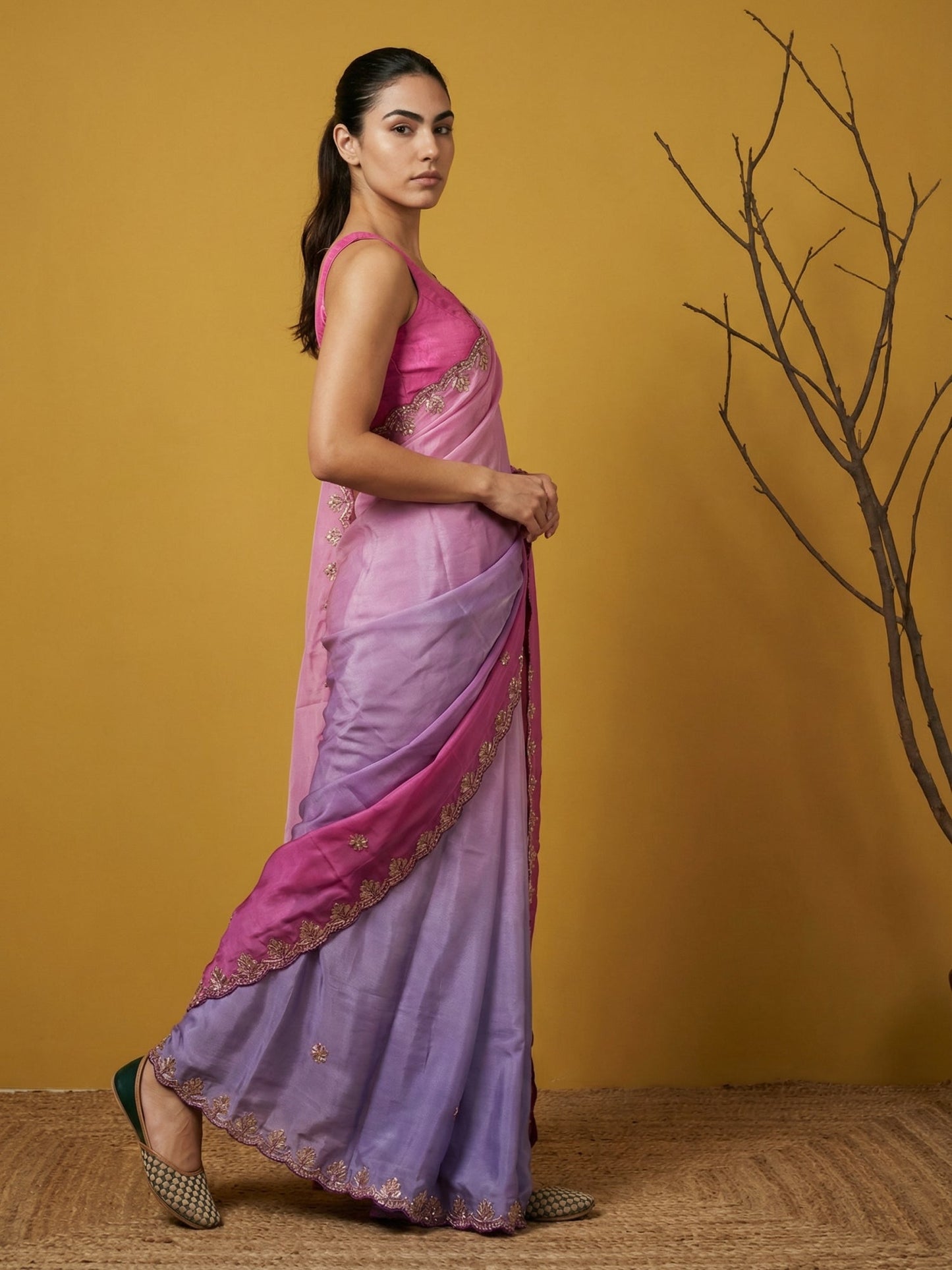 Fendy Satin Designer Saree with Gotapatti Work and Cutwork Piping Border Party Wedding Wear Saree