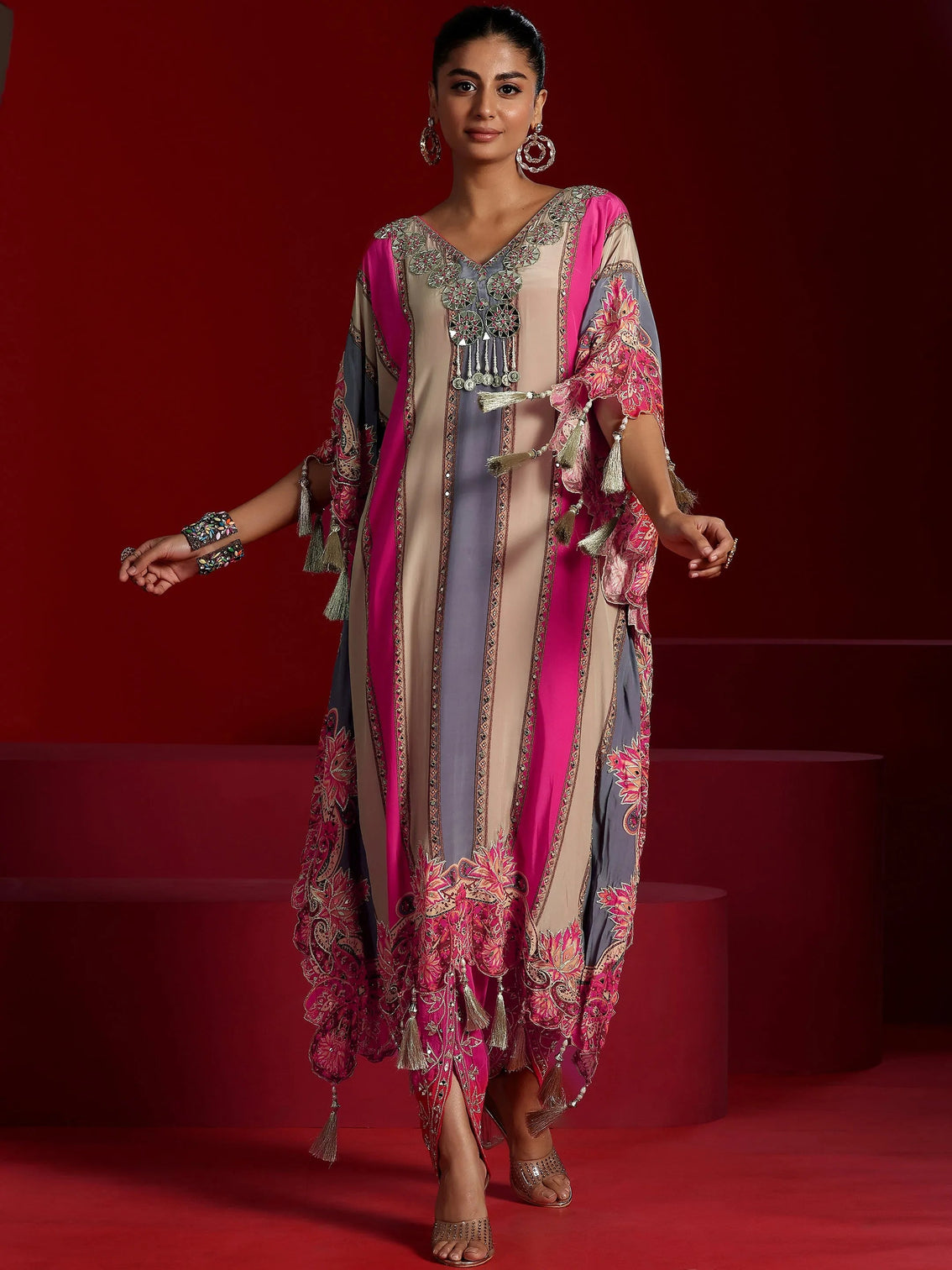 Mameraa Art Multi Striped Silk Blend Co-Ords