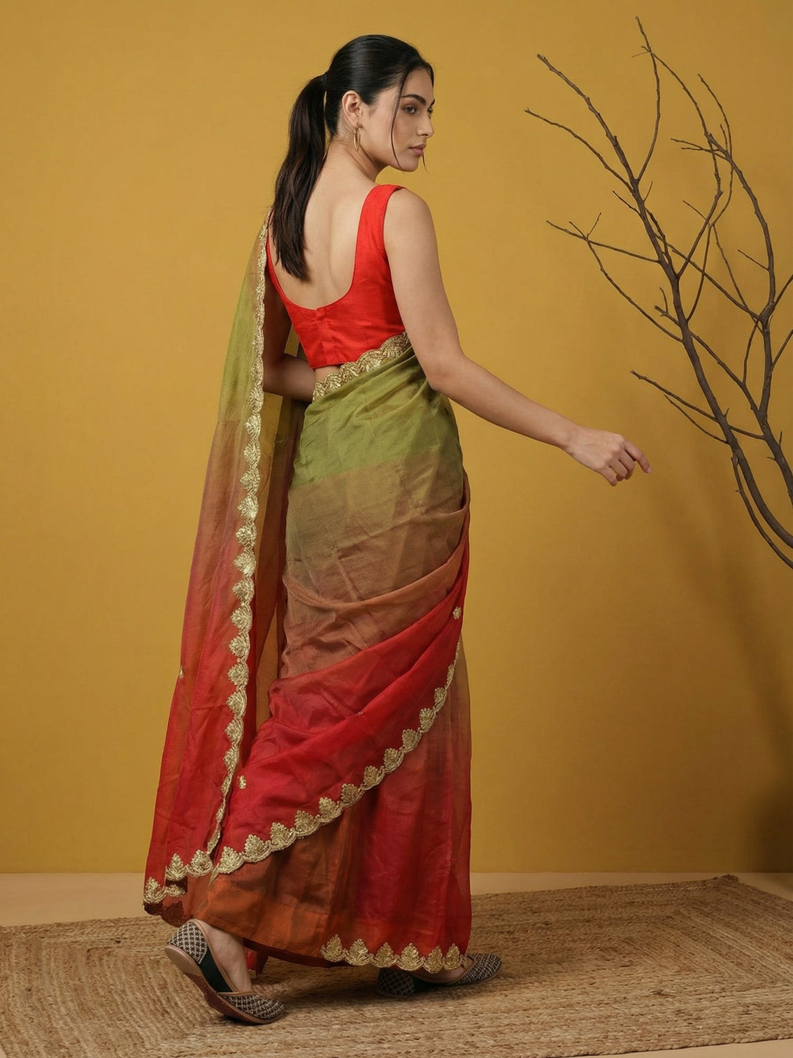 Party wear fendy satin designer saree with gotapatti work cutwork border