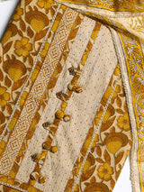 Libas Yellow Floral Printed Cotton Dress Material With Dupatta