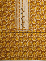 Libas Yellow Floral Printed Cotton Dress Material With Dupatta