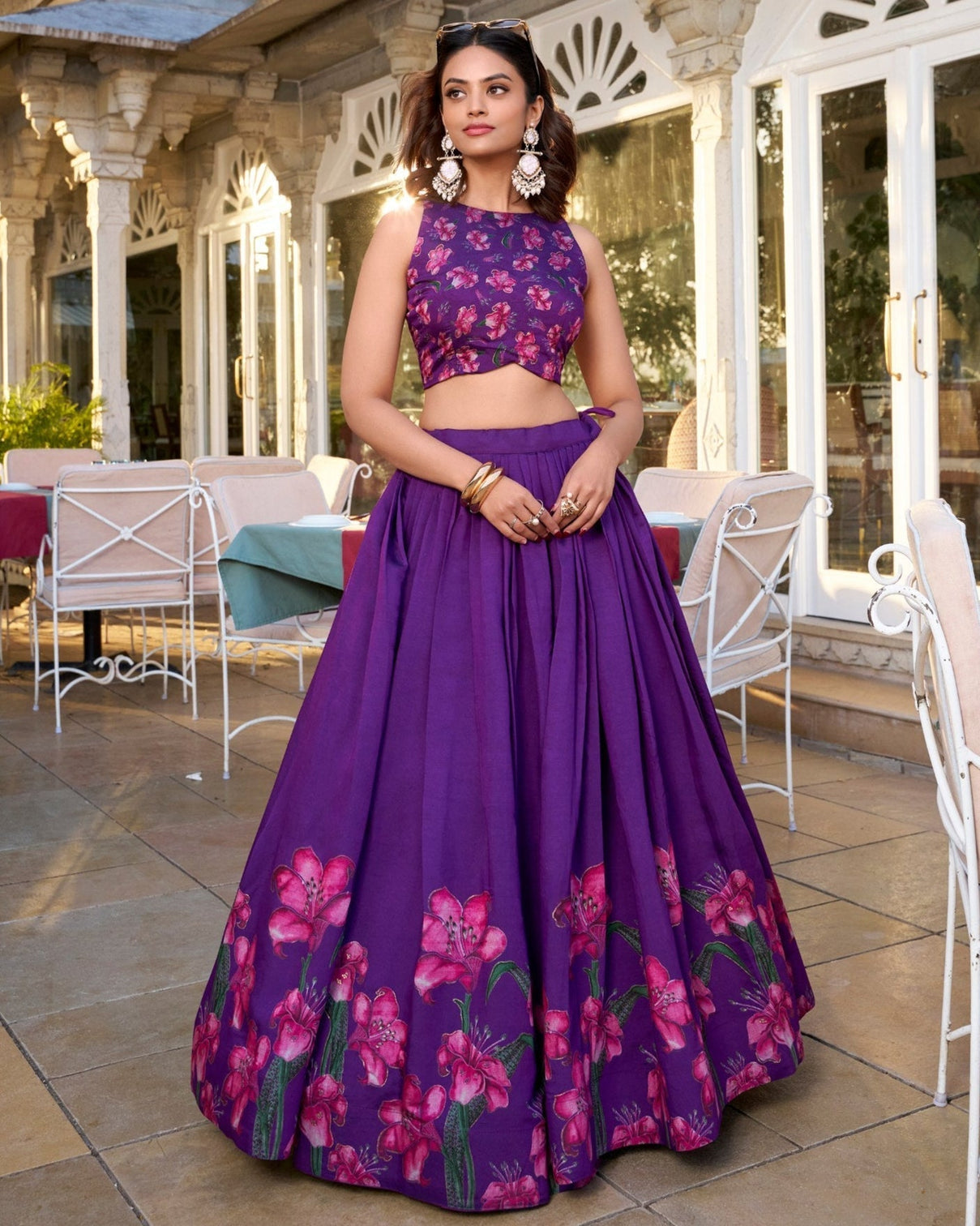 Royal plum blossom tussar silk lehenga set a floral symphony of elegance grace mameraa
