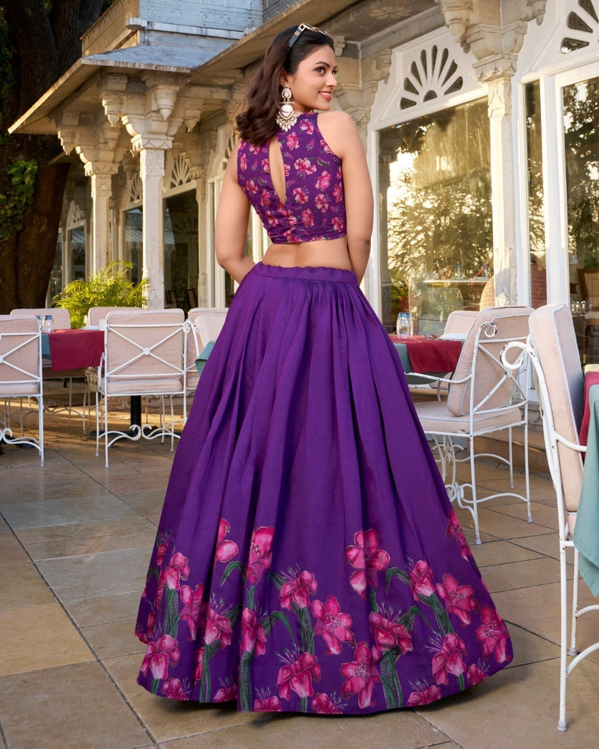 Royal plum blossom tussar silk lehenga set a floral symphony of elegance grace