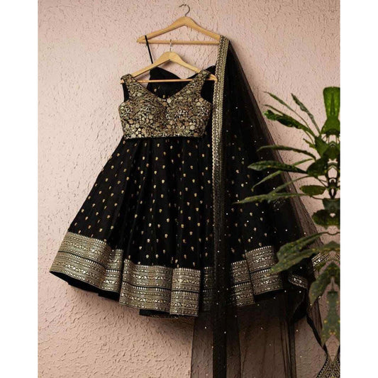 Black Designer Bridal Lehenga Choli in Georgette with Embroidery Sequence Work for Party