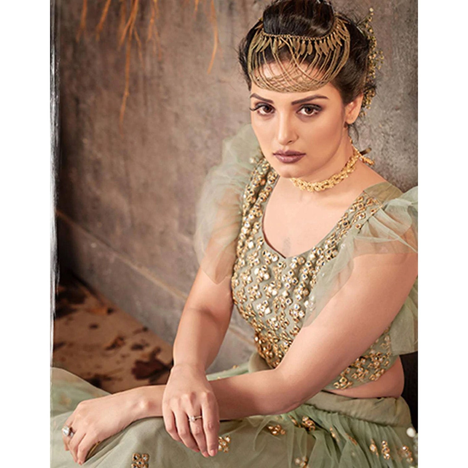 Silver Chalice Gota Embroidery, Foil and Zari Lehenga choli