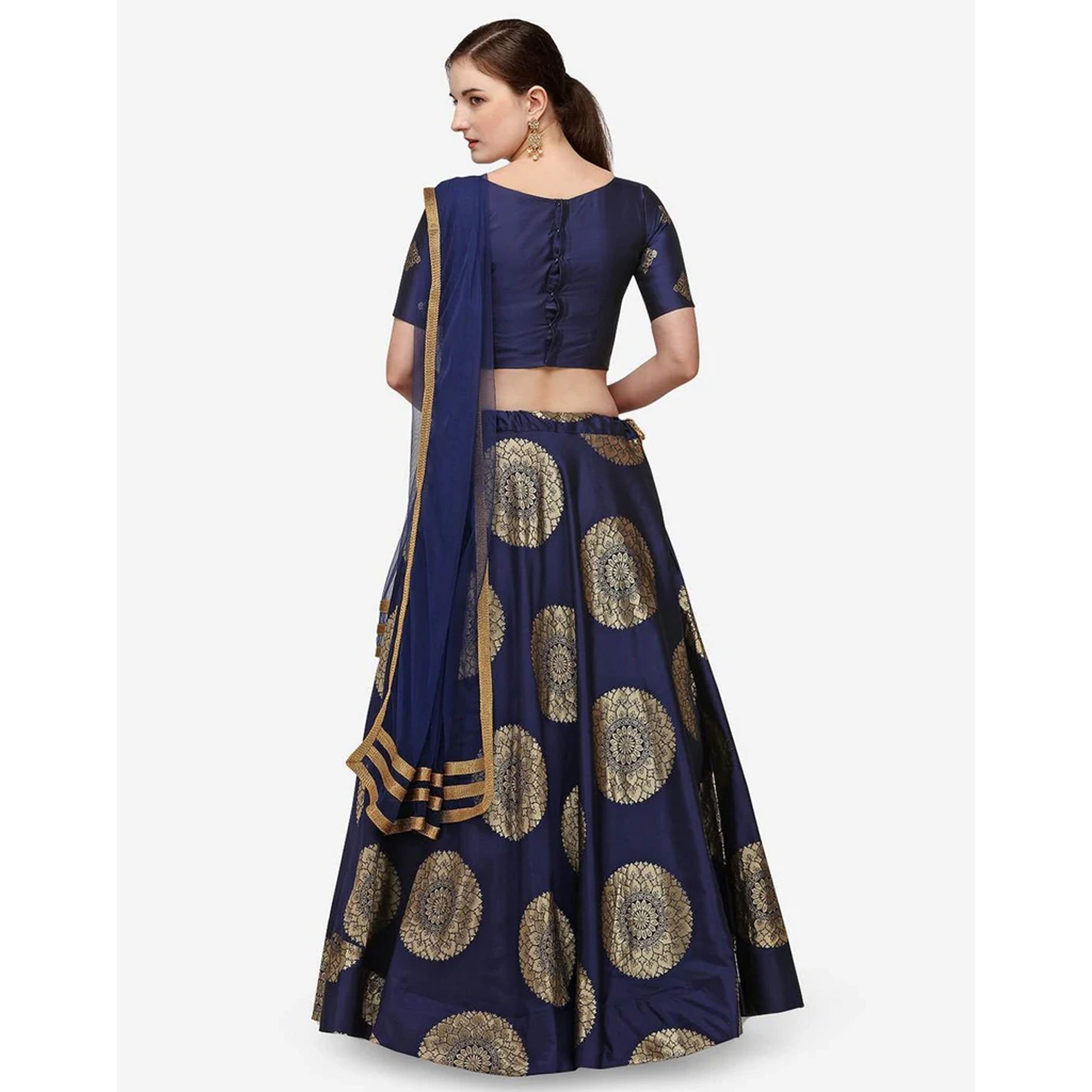 Blue Color Banarasi Silk Lehenga Choli with Net Dupatta