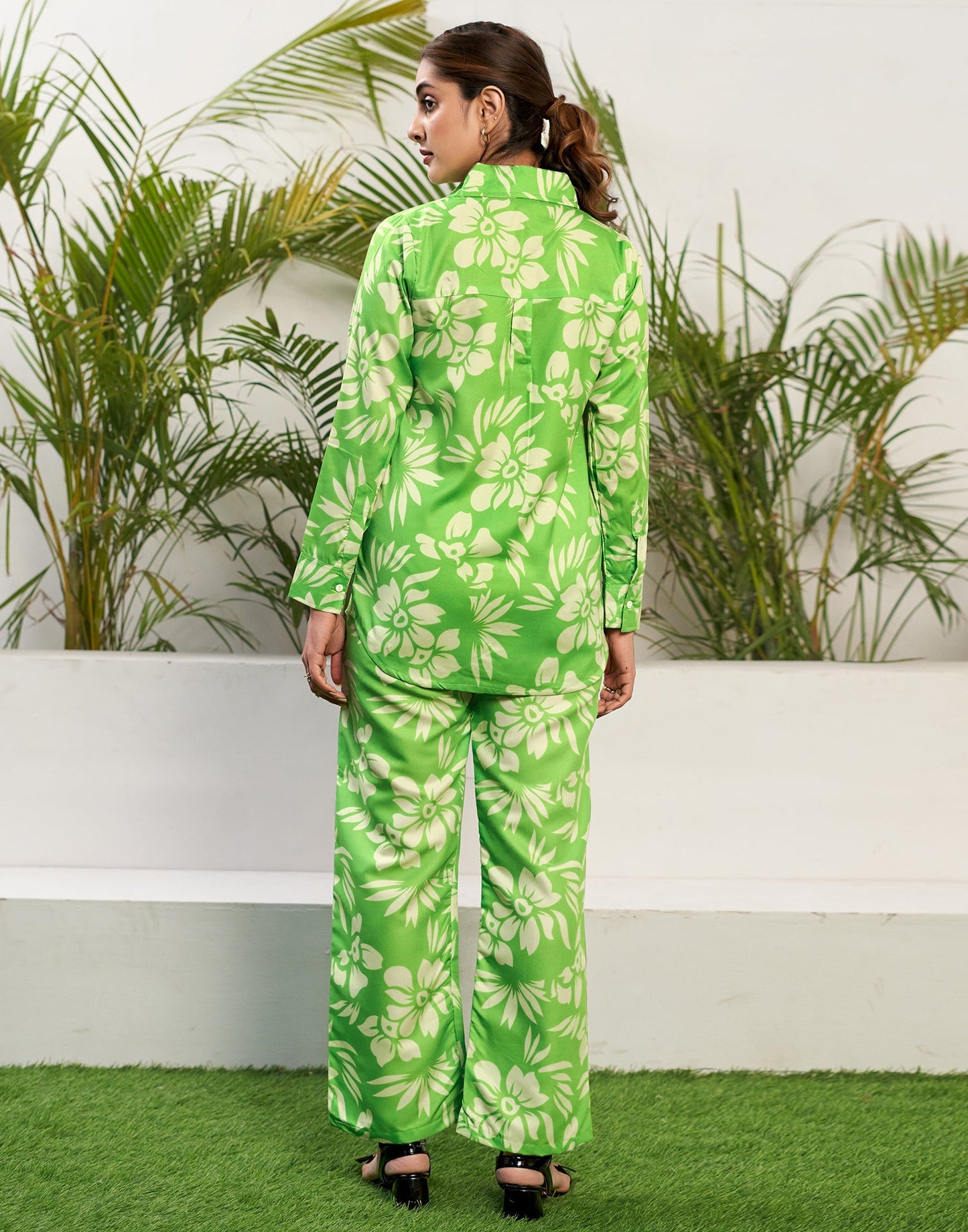 Lime Green Cotton Printed Co-ord Set