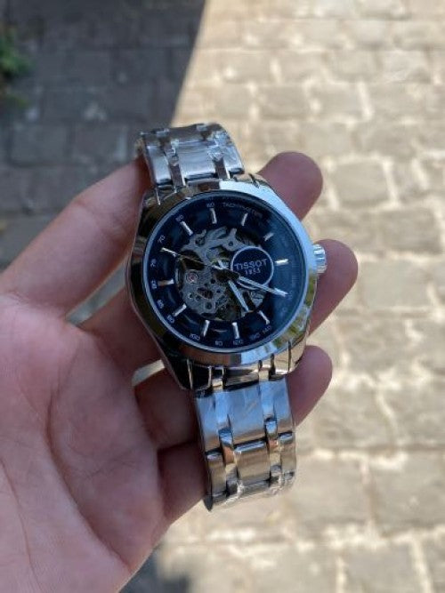 Stylish Tissot Skeleton Black Dial Watch For Men