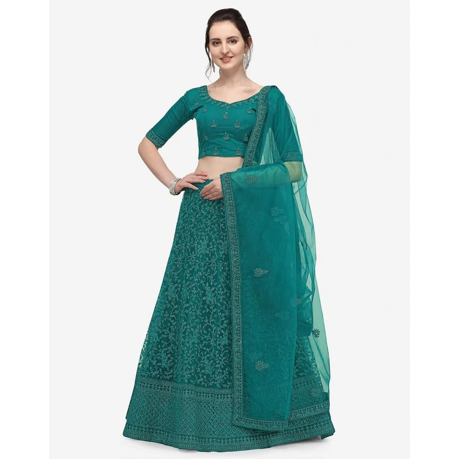 Bottle Green Color Lehenga Choli with Embroidery Work