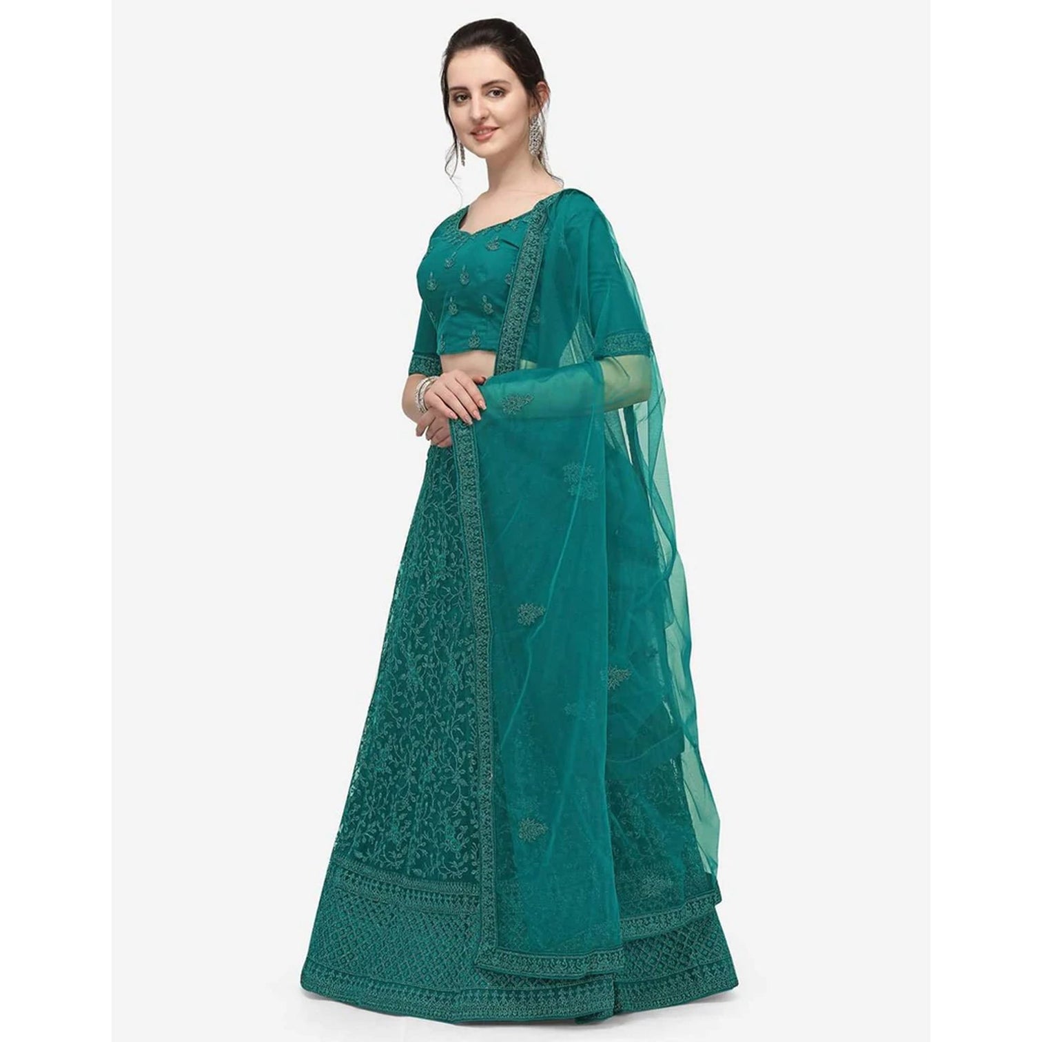 Bottle Green Color Lehenga Choli with Embroidery Work
