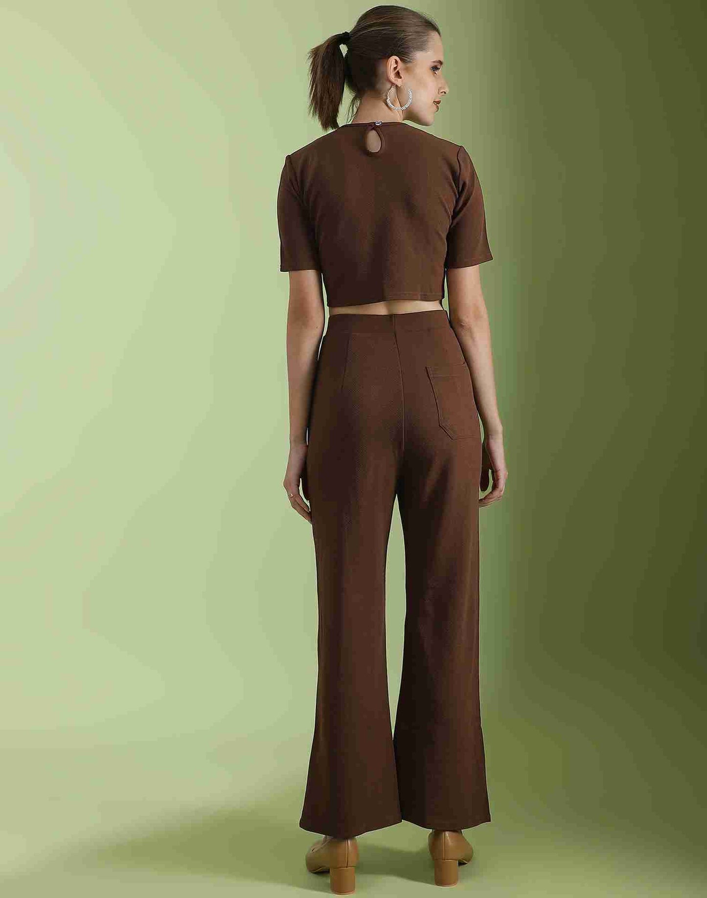 Brown Lycra Plain Co-ord Set