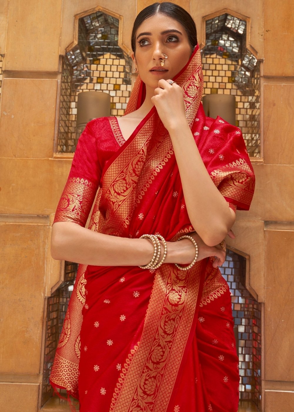 Crimson Red Woven Kanjivaram Silk Saree : Top Pick