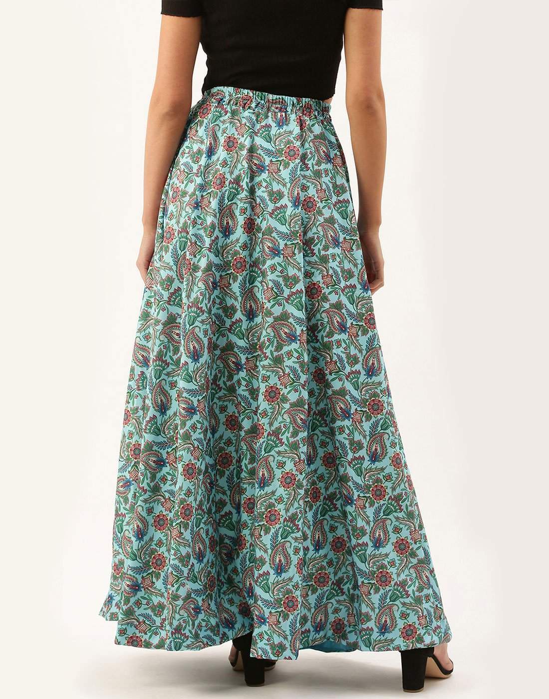 Light Blue Color Digital Print Skirt