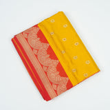 Yellow contrast with Red - Pure Soft premium Katan Silk Banarasi Saree