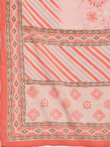 Libas Peach Printed Silk Blend Straight Suit With Dupatta