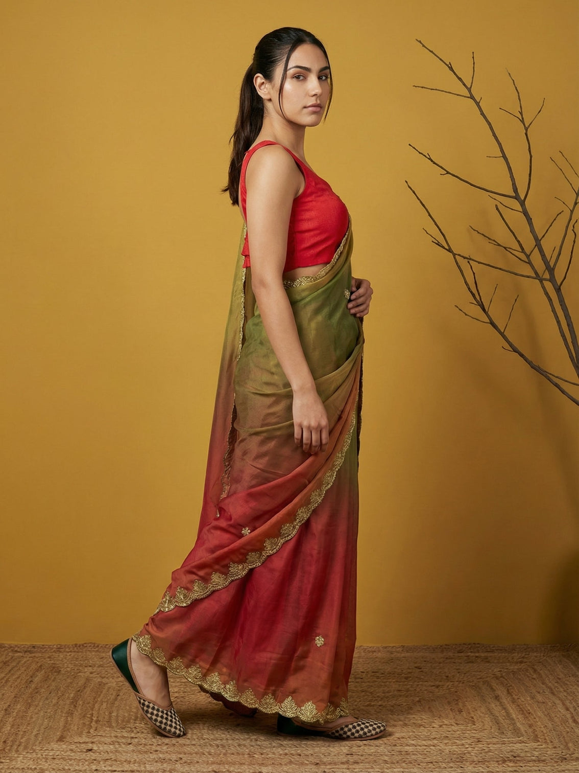 Party wear fendy satin designer saree with gotapatti work cutwork border
