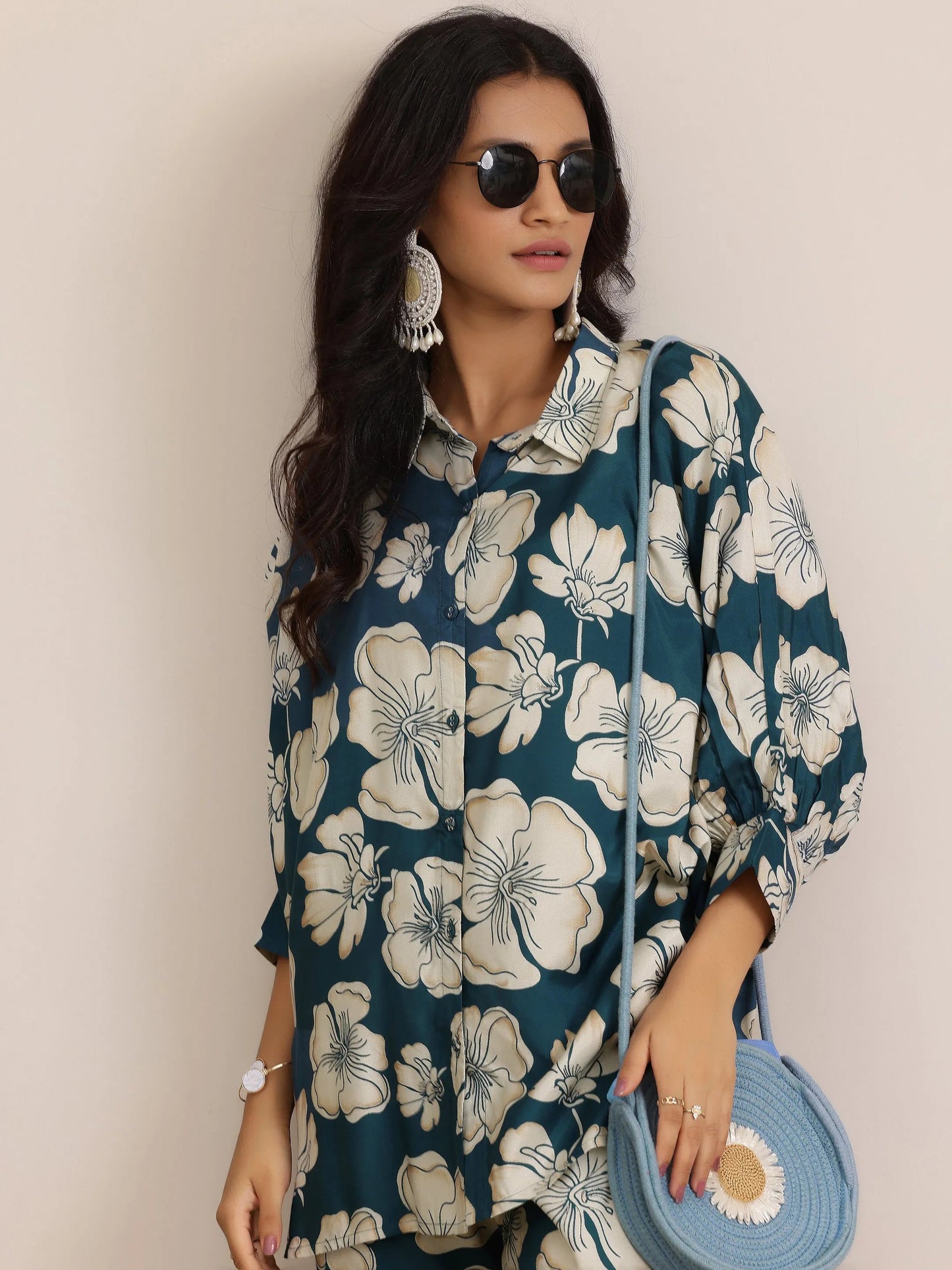 Gerua Blue Printed Silk Blend Co-Ords