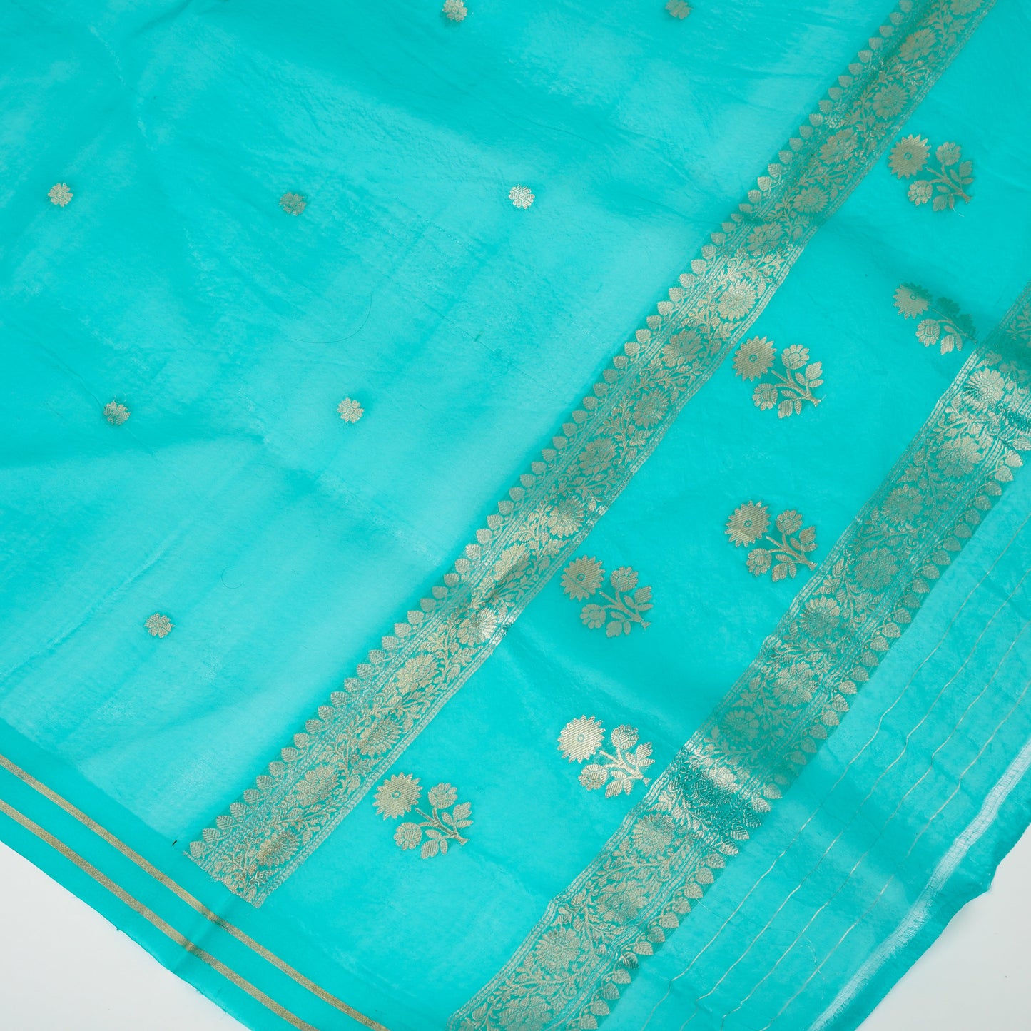 Yellow Banarasi Handloom Luxury Suit set contrast