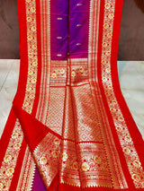 Gold Zari Woven Purple Soft Silk Saree