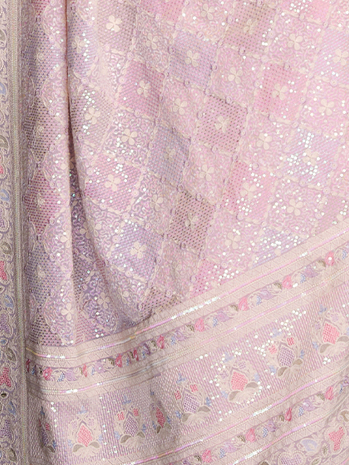 Pink Georgette Embellished Saree With Unstitched Blouse