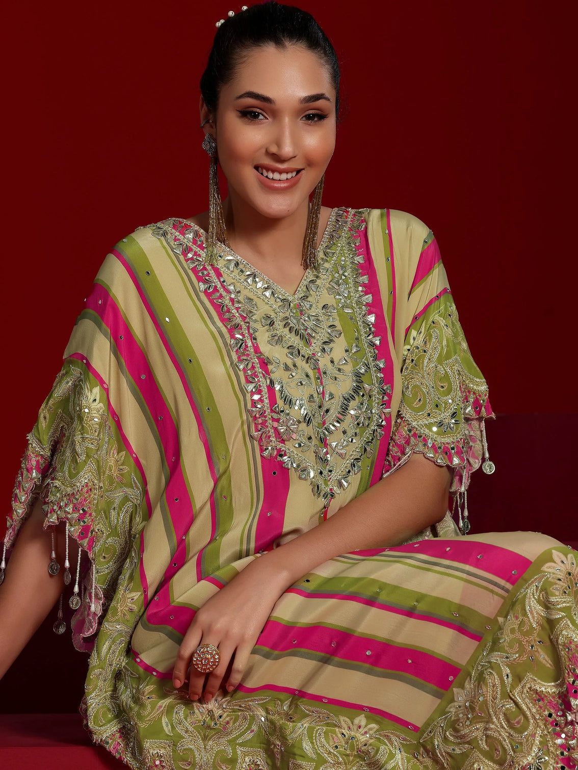 Mameraa Art Multi Printed Silk Blend Co-Ords