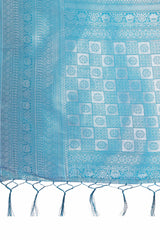 Mustard Banarasi Weave in Checked Design with Lustrous Zari Embellishments