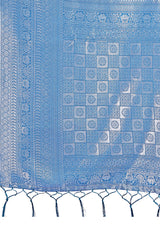 Peach Banarasi Weave in Checked Design with Lustrous Zari Embellishments