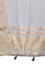 Grey Organza Saree with Zari Border Weaving Trim