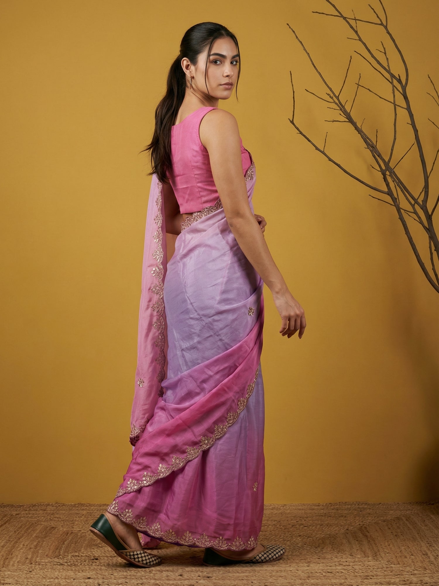Fendy Satin Designer Saree with Gotapatti Work and Cutwork Piping Border Party Wedding Wear Saree