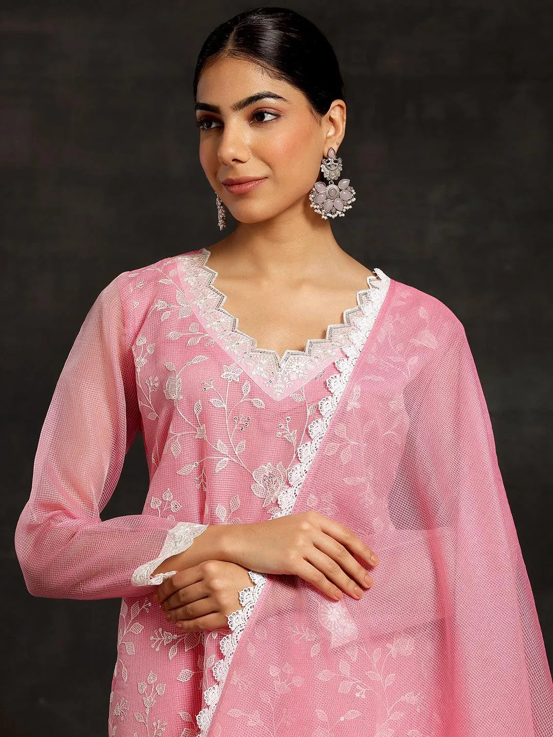Libas Pink Embroidered Cotton Pakistani Suit