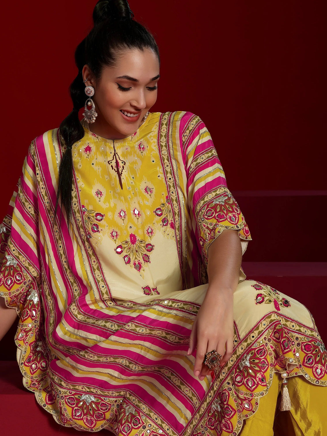 Mameraa Art Multi Printed Silk Blend Co-Ords