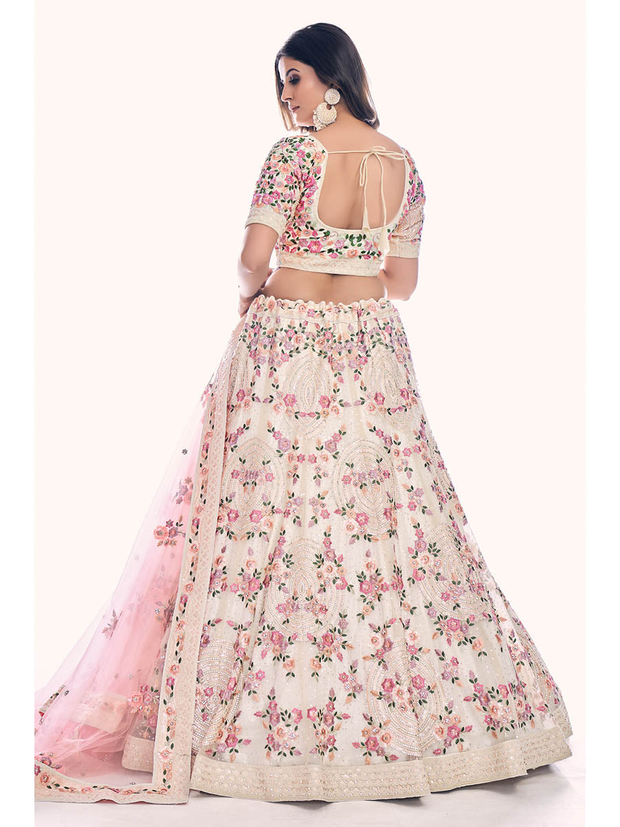 White Soft Net Embroidered Designer Lehenga Choli