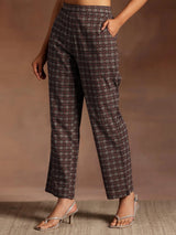 Libas Black Printed Cotton A-Line Kurta With Palazzos