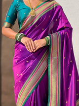 Top Trending Vitthala Contrast Paithani Saree Rakhumai Soft Silk Traditional Design
