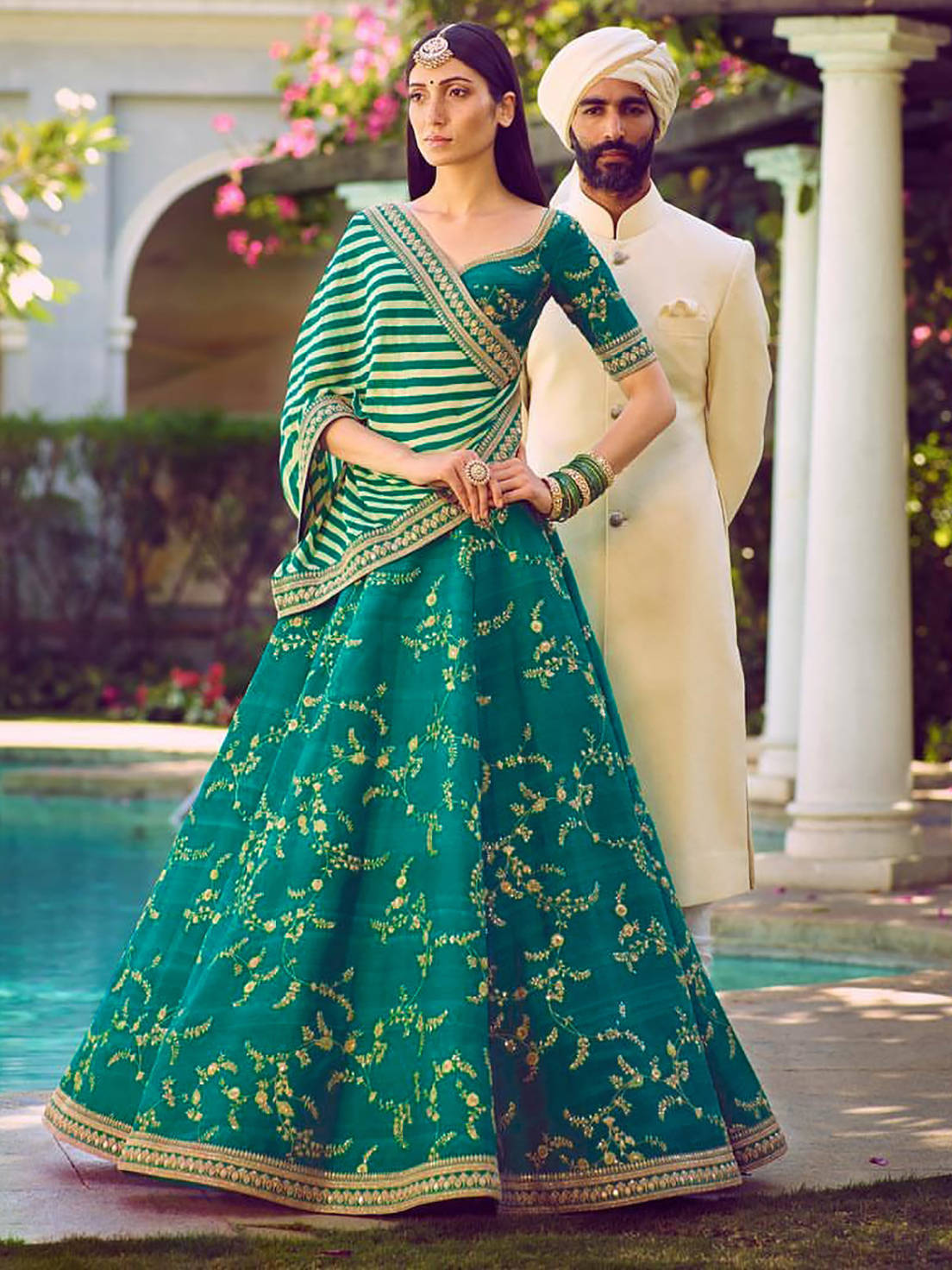 Marvelous Green Color Bridalwear Embroidered Lehenga Choli