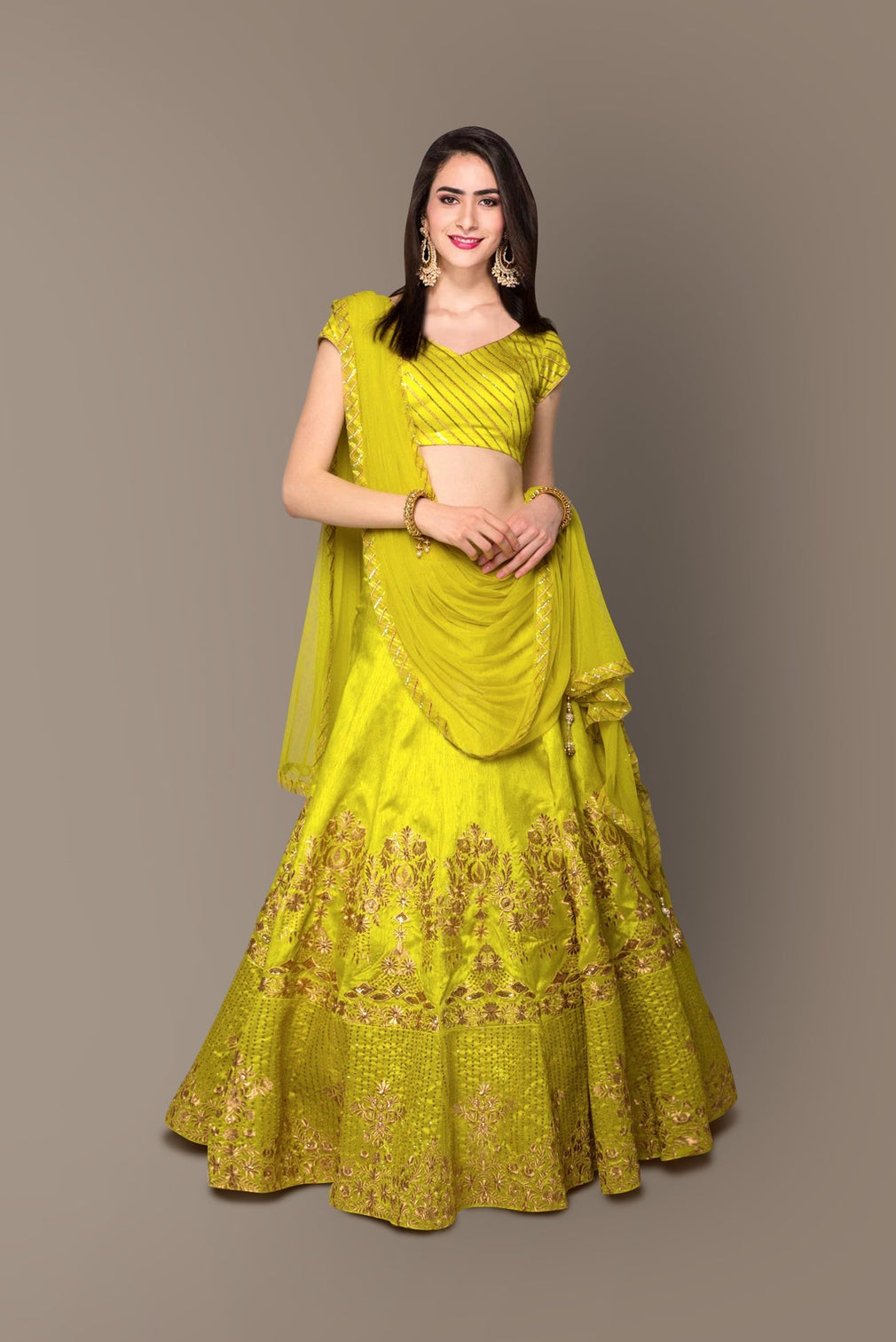 Sophisticated Green Colored Party wear Embroidered Lehenga Choli