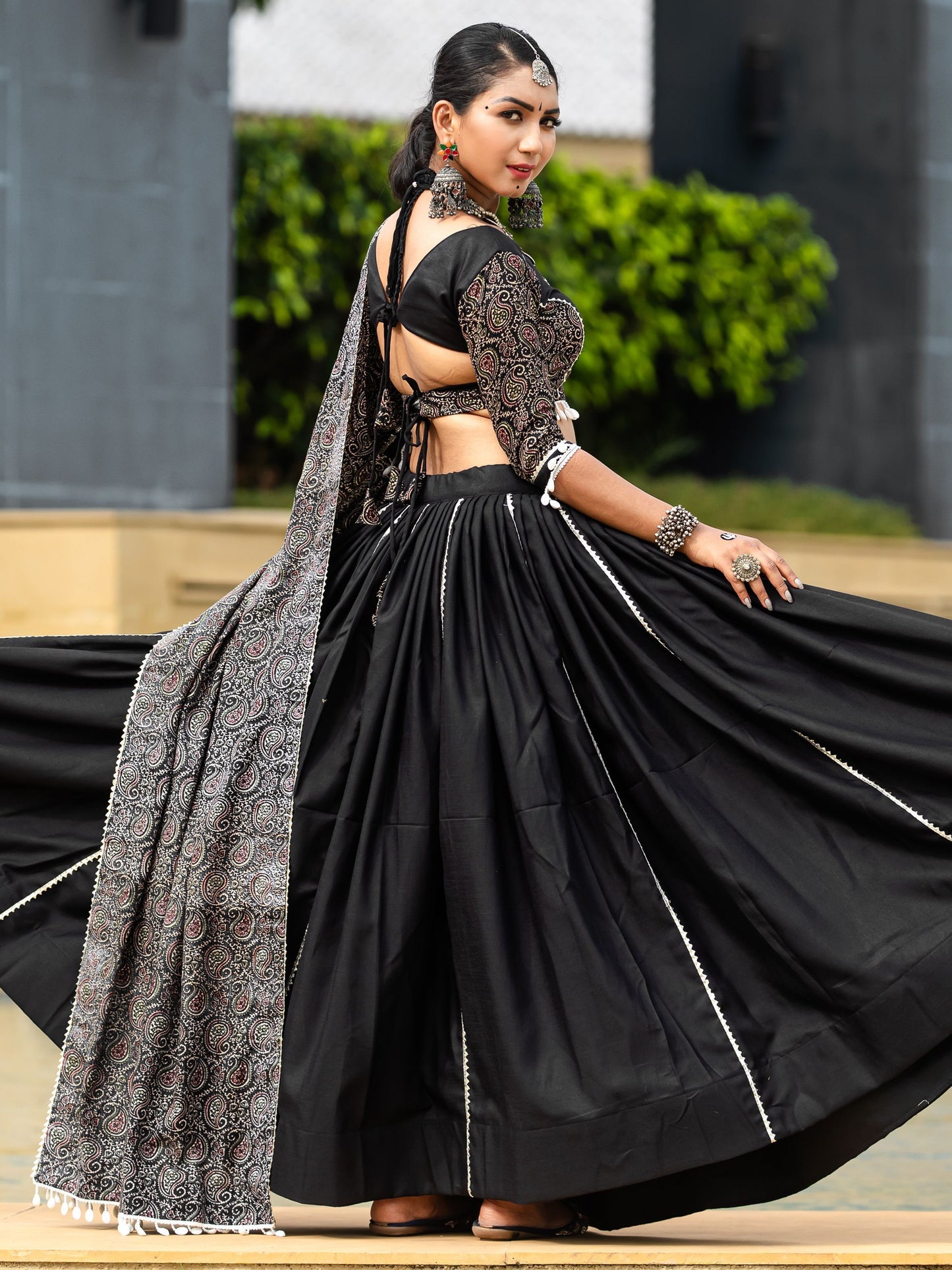 Ethnic Black Rajwadi  Lehenga Choli For Navaratri