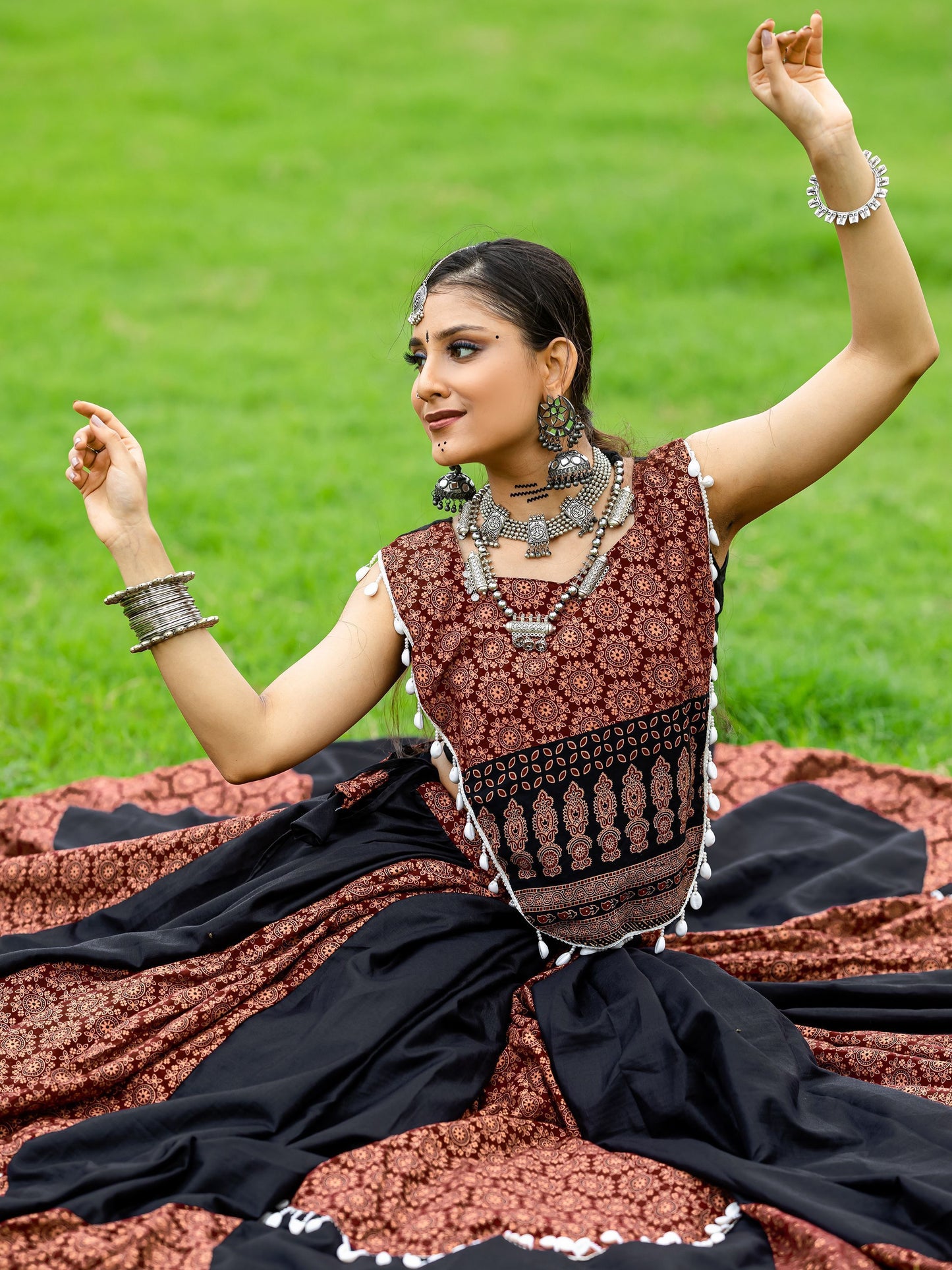 Ethnic Black and Maroon  Rajwadi  Lehenga Choli For Navaratri