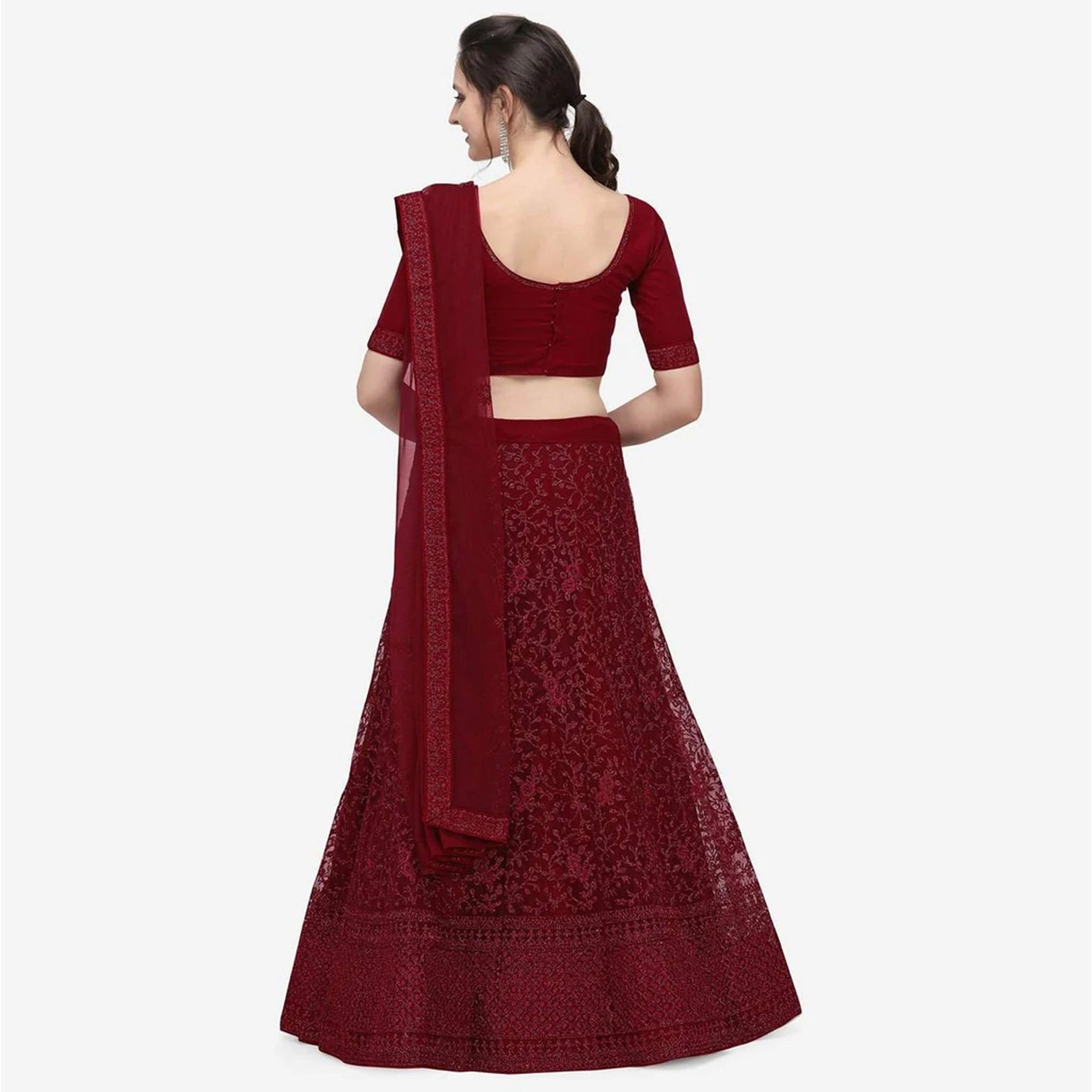 Dark Red Color Lehenga Choli with Heavy Embroidery Work