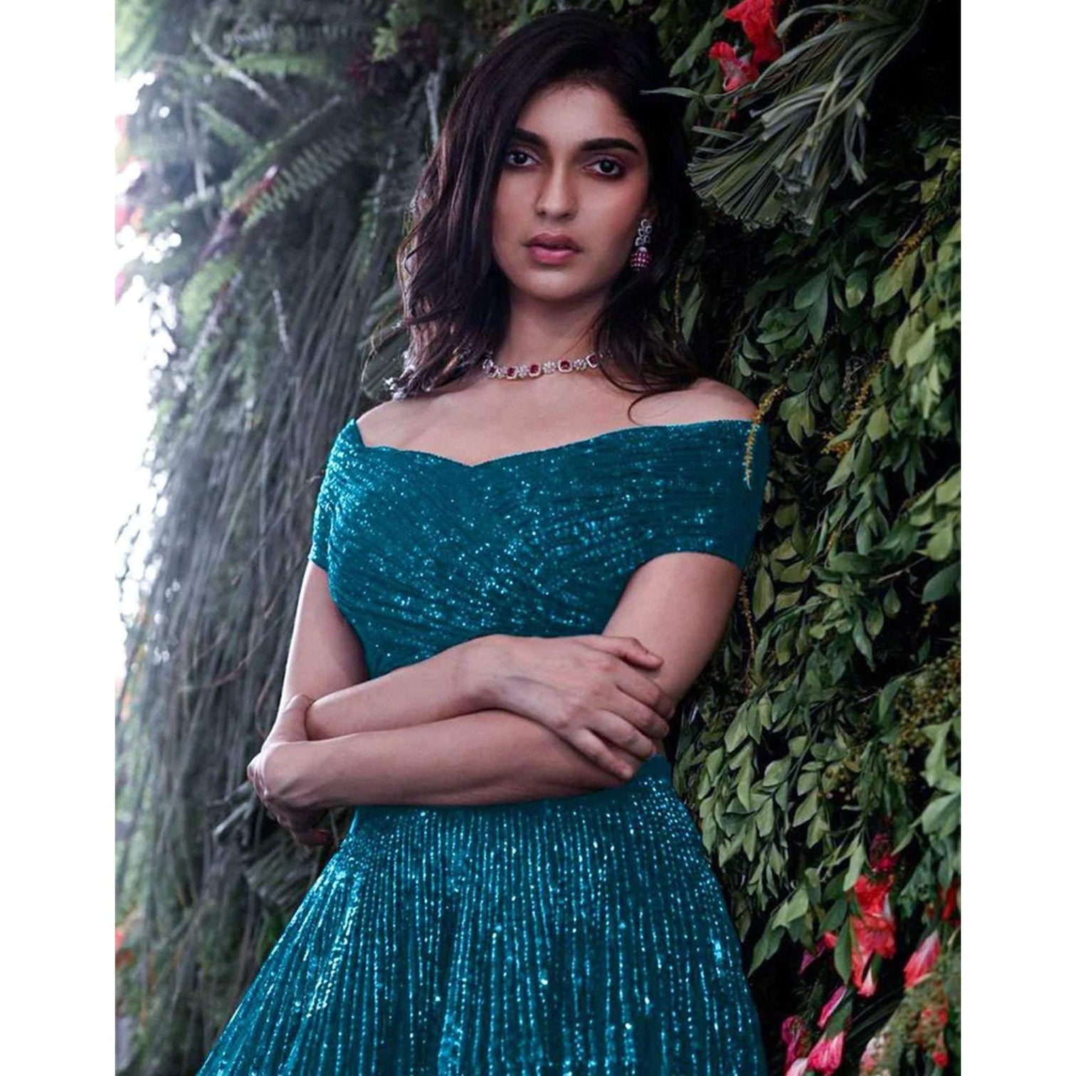 Designer Blue Lehenga with Heavy Embroidery Sequence Work and Net Dupatta