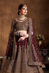 Desirable Maroon Sequins Raw Silk Wedding Lehenga Choli