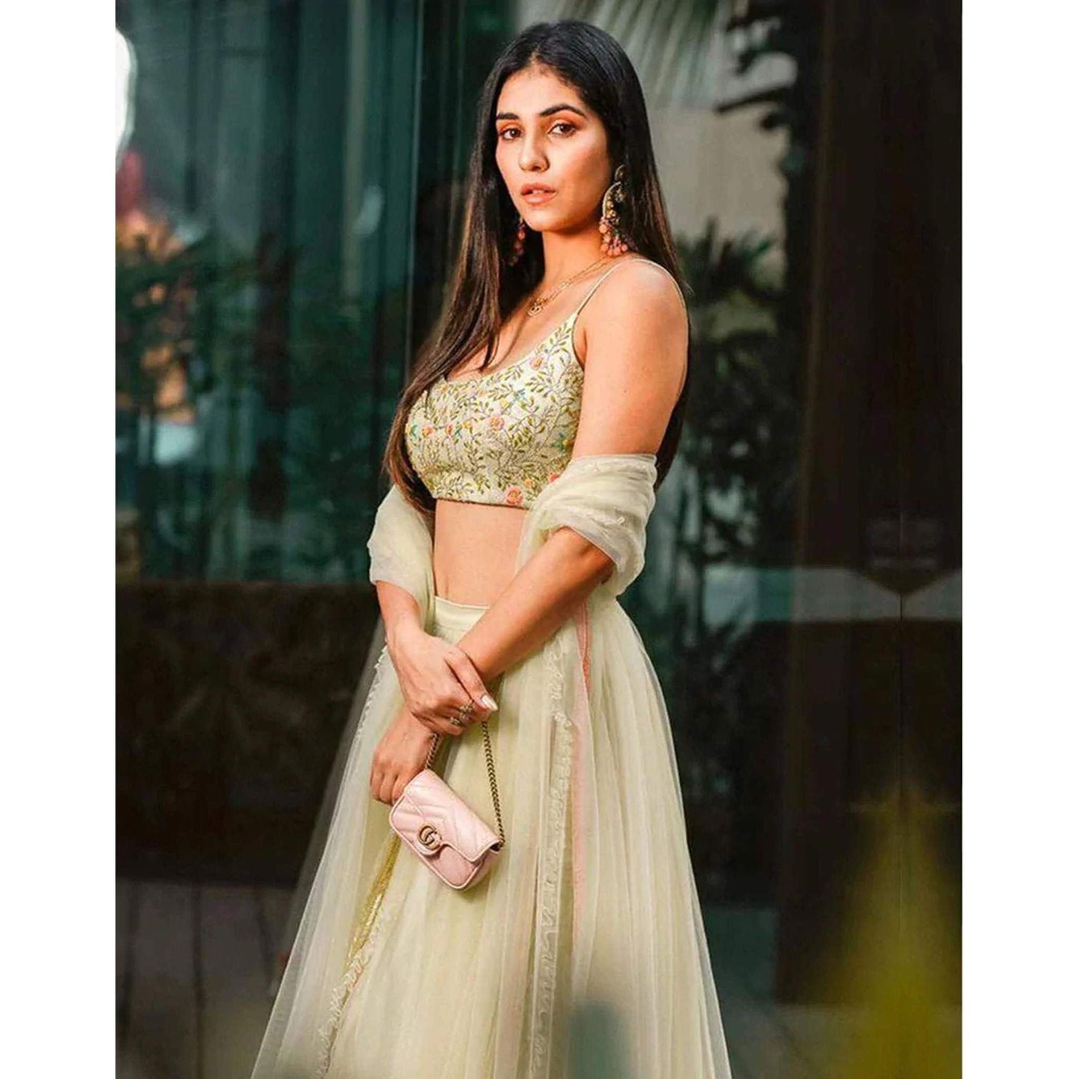 Designer Classy Mint Green Resham Soft Net Lehenga Choli with Embroidery Blouse