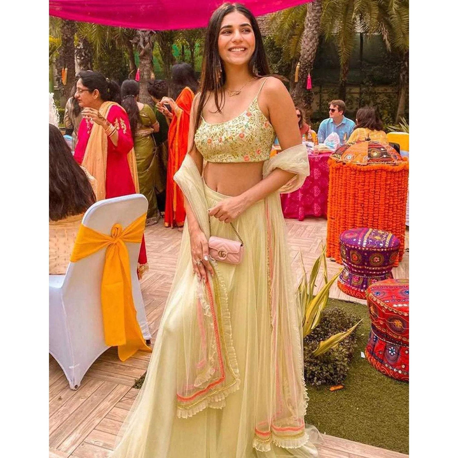 Designer Classy Mint Green Resham Soft Net Lehenga Choli with Embroidery Blouse
