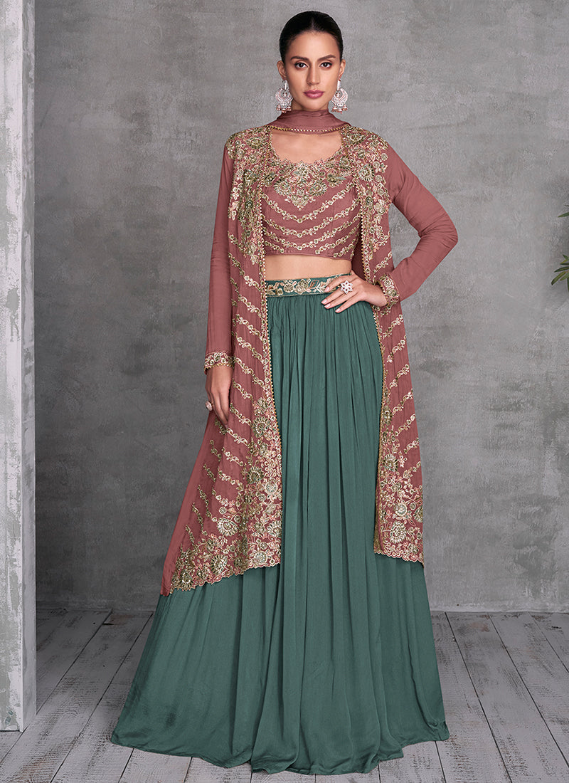 Marvelous And Outstanding Embroidered Jacket Style Lehenga Choli