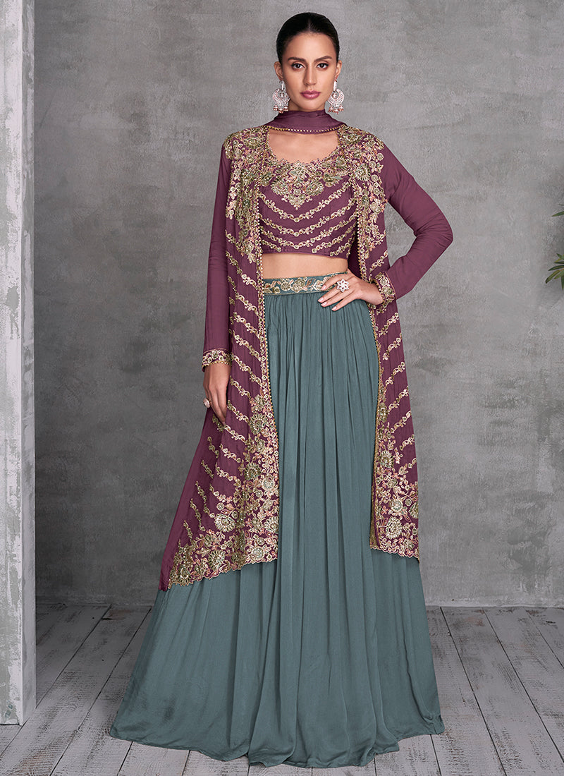 Marvelous And Outstanding Embroidered Jacket Style Lehenga Choli