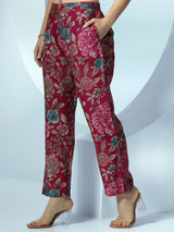 Libas Pink Printed Silk Blend Co-Ords