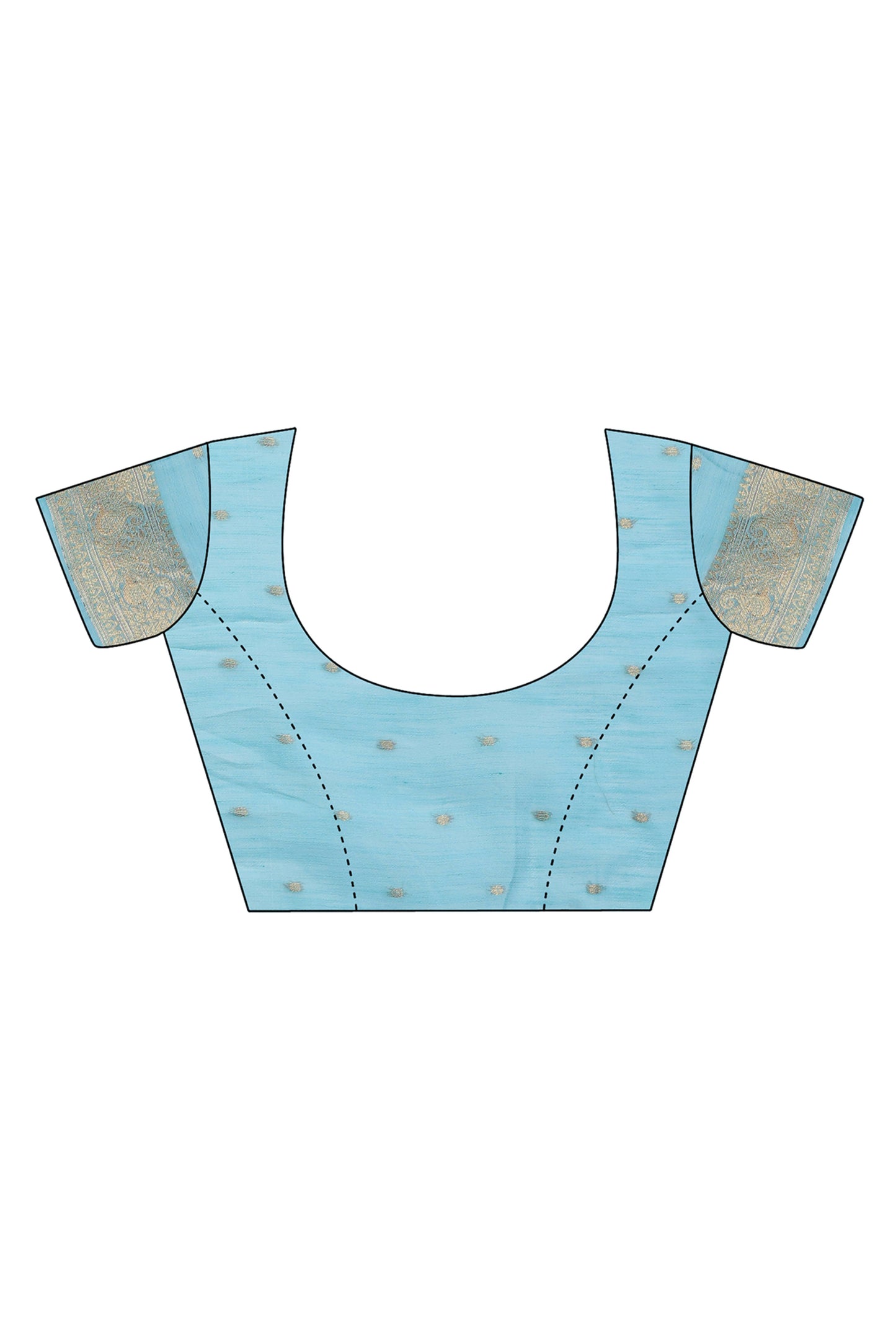 Blue Linen Cotton Saree With Intricate Floral Zari Weving & Tassel Edge