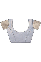 Grey Organza Saree with Zari Border Weaving Trim