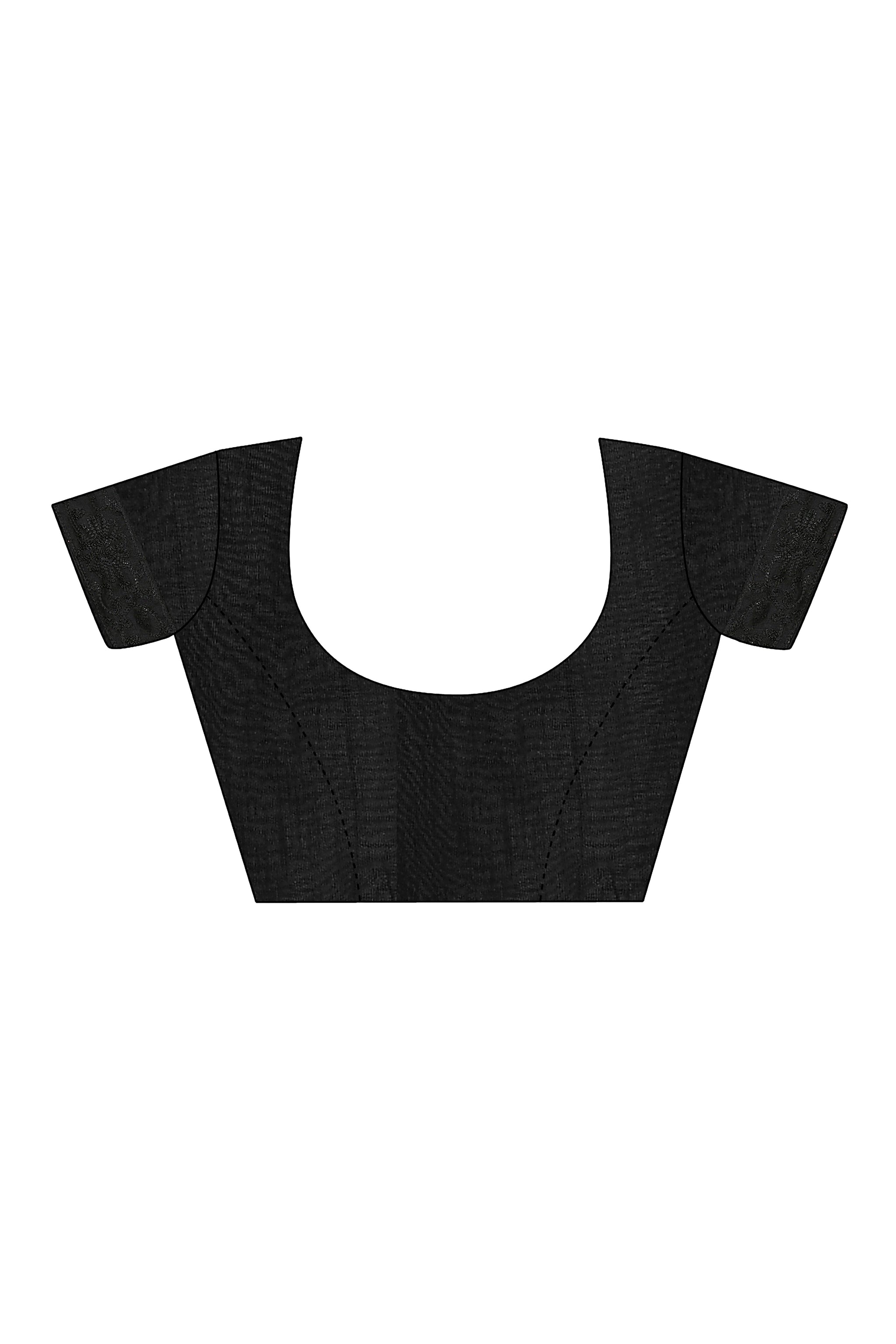 Black Party Wear Net Saree Featuring Rich Floral Embroidery